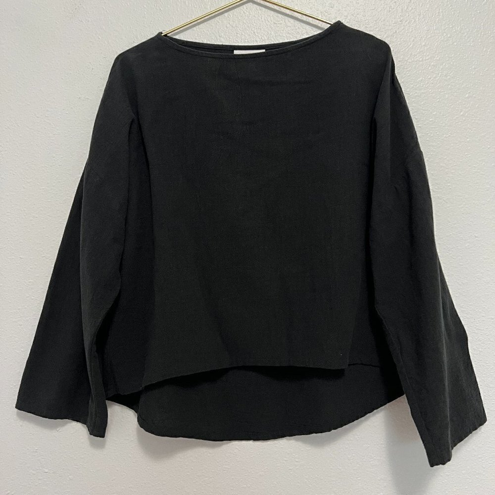 Soft SurroundingsLong Sleeves Black Boxy CottonTop LP